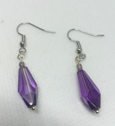 Purple Bead Earrings Purple Teardrop Metal Earrings, Purple Drop Crystal Earrings, Purple Metal Crystal Earrings As Gift, Purple Crystal Metal Earrings For Gifts, Purple Metal Crystal Earrings For Gift, Purple Crystal Metal Earrings For Party, Purple Metal Beaded Drop Earrings, Purple Metal Earrings, Purple Metal Dangle Earrings