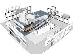 an architectural drawing of a building with multiple floors