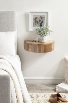 Lought Solid Wood End Table Shelf With Storage, Floating Side Table, Floating Shelf With Drawer, Wood Floating Shelf, Wood End Table, Wooden Side Table, Wood Floating Shelves, Drawer Shelves, Living Room End Tables