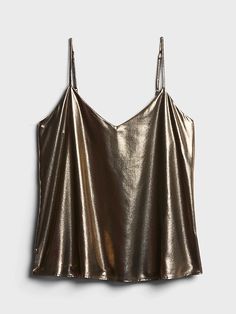 Metallic Camisole | Banana Republic Metallic Shimmer Tank Top For Night Out, Metallic Tank Top For Night Out, Chic Metallic Tank Top For Party, Chic Shiny Summer Tops, Metallic Shimmer Tank Top For Summer, Chic Metallic Tops With Shine Detail, Chic Metallic Shine Tops, Metallic Shiny Summer Tops, Metallic Shiny Tops For Summer