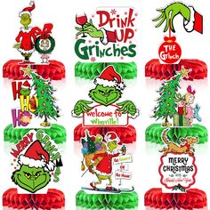 the grinnies christmas stickers are on display