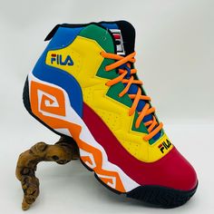 Brand New W/Tags Leather / Textile / Synthetic Embroidered Logos On Quarter, Tongue, Toe Box, And Back Counter Iconic Midsole Design Padded Collar Pull Tab On Heel Multicolor Sneakers, Custom Nike Shoes, Fila Shoes, Big Girl Fashion, Custom Nikes, Big Girl, Shoes Casual, Accessories Men, Mens Casual Shoes