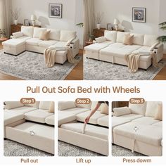 the instructions for how to clean a white sectional sofa with wheels and pull out bed