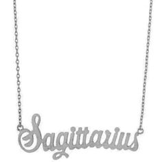 Sagittarius Script Pendant Necklace - In Brushed Silver. Listed The Other Photos In Gold To Show The Size And How The Pouch Looks Like. Length 17" With 2" Extender. Includes Canvas Pull Tie Pouch. Sagittarius Necklace, The Pouch, Silver Necklaces, Womens Jewelry Necklace, Pouch, Women Jewelry, Pendant Necklace, Pendant, Canvas