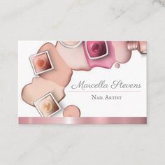 a business card for nail artist with two manies on the front and one in the back