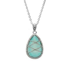 5th & Main Sterling Silver Hand Wrapped Teardrop Chalcedony Stone Pendant Necklace Size: one size.  Gender: female.  Age Group: adult. Silver Gold Necklace, Chalcedony Stone, Crystal Necklaces, Gold Necklaces, Stone Pendant Necklace, Necklace Size, Hand Wrap, Stone Pendant, Necklace Sizes