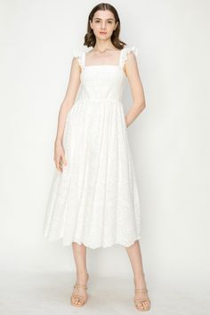 Feel fabulous in our Cape May Eyelet Midi Dress! Made from soft cotton, with delicate embroidered eyelets, this sleeveless dress features a smocked top and a convenient side pocket. Perfect for any graduate, bridal, or travel occasion, it's both comfortable and stylish. Plus, you can always carry your essentials with you. Dress to impress with this unique piece! Checkout our similar best selling dresses in Blue (the Chatham Midi Dress) and Pink (the Napa Midi Dress) also! Elegant Sleeveless Eyelet Midi Dress, Sleeveless Eyelet Lace Dress, Sleeveless Lace Eyelet Dress, Sleeveless Broderie Anglaise Midi Dress For Garden Party, Sleeveless Broderie Anglaise Midi Dress For Daywear, Barbour Women, Smocked Top, Derby Day, Cape May