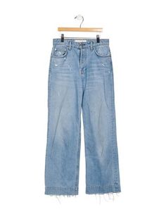 Reformation Wide Leg JeansBlueLight Wash with Mid-RiseCropped & 5 PocketsRaw-Edge & Distressed AccentsButton ClosureFit:Jeans by Reformation typically fit true to size. Jeans Reformation, Wide Leg Jeans, Leg Jeans, Mid Rise, Wide Leg, Clothes For Women, Clothes