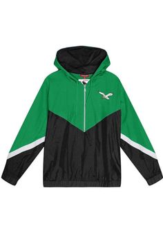 undefined Green Color Block Track Jacket For Streetwear, Eagles Outfit Philadelphia Women, Hooded Contrast Color Track Jacket For Fall, Sports Hooded Outerwear With Contrast Color, Hooded Sports Outerwear With Contrast Color, Fall Hooded Track Jacket With Contrast Color, Sporty Green Hooded Jacket With Drawstring, Sporty Green Outerwear With Contrast Color, Hooded Track Jacket With Contrast Color For Winter