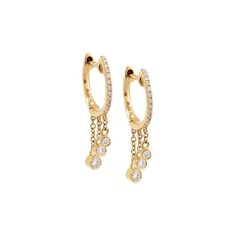 Diamond Bezel Dangling Huggie Earring 14K Huggie Dangle Earrings, Diamond Pendants Designs, Huggie Earring, Sell Gold, Bezel Diamond, Pendant Design, Design Set, Huggies Earrings, Diamond Clarity