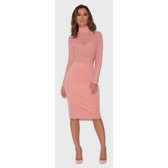 Nwt House Of Cb London Sajida' Pink Stretch Crepe Jersey Long Sleeve Midi Dress | M In Brand New Condition With Tags. Missing Retail Tag But Has The Security Ribbon Return Tag. About Item: Sajida' Combines Feminine Tones And Beautiful Stretch Fabrics To Amazing Effect. Featuring A Long Sleeve Design, Pencil Cut Skirt, High Neck, And Mesh Paneling, 'Sajida' Is Just Perfect. Made From Stretch Jersey And Mesh. Color: Dusty Pink - Long Sleeve - Materials: Jersey (95% Polyester, 5% Elastane) Mesh 95% Pencil Cut Skirt, Simple Long Sleeve Dress, Formal Chic, House Of Cb Dresses, Jersey Long Sleeve, Bandage Dress Bodycon, Womenswear Fashion, Strapless Midi Dress, House Of Cb