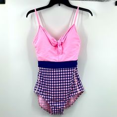 Nwt Esther Williams 50’s 60’s Pink Blue Gingham Pin Up Retro Swimsuit With Adjustable Straps. Hygienic Liner Still Attached. Made In Usa Size 10 Spring Gingham One-piece Swimwear, Retro Gingham Swimwear For Summer, Esther Williams, Retro Swimsuit, Bandeau Swimsuit, Size 10 Women, Black One Piece, Long Torso, Blue Gingham