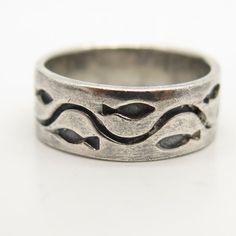 925 Sterling Silver Vintage Fish Pattern Band Ring Size 7 1/4Weight: 5.7gWELCOME TO PAWN SHOPWe are an actual pawn shop and have been in business for over 25 years.Since 1990, our establishment has been serving a variety of clients by providing them with short term cash solutions and options of liquidity regarding their treasured heirlooms.Acknowledging that today′s customers are very sophisticated and are looking for a variety of investments, our acquisitions are hand-picked for our special cli Vintage Collectible Fish-shaped Jewelry, Vintage Fish-shaped Collectible Jewelry, Vintage Silver Fish-shaped Jewelry, Fish Pattern, Fish Patterns, Peridot Gemstone, Vintage Fishing, Pawn Shop, Love Ring