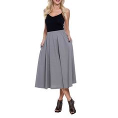 Twirl with confidence in White Mark Women's Flared Midi Skirt. It features 2 front pockets, elastic waist, and fit and flare style to complete the princess-like look. White Mark Women's Flared Midi Skirt is perfect for keeping cool on a hot summer's day or for adding a touch of style during a night out. Size: XL.  Color: Gray.  Gender: female.  Age Group: adult. A-line Pleated Skirt With Pockets, Stretch Solid Color Skirt With Pockets, Stretch Solid Skirt With Pockets, Stretch Skirt With Pockets, Spring Stretch Skirt With Pockets, Spring Skirt With Pockets And Stretch, Midi Skirt With Side Pockets, Chic Solid Skirt With Pockets, Fitted Midi Maxi Skirt With Pockets