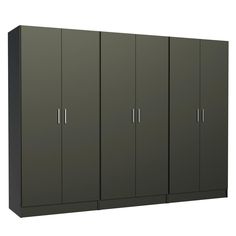 a large gray cabinet with four doors