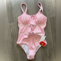 Obsessed With This Pink One-Piece Swimsuit From Cider. The Details Are Fabulous W/ Little Pink Bows, Lace!!! And Tasteful Cut Outs That Make It Cute & Classy. Great For Pool, Beach, And As A Bodysuit With Jean Shorts. Spring Beach Bodysuit With Underwire, Underwire Bodysuit For Beach In Spring, Summer Pink Underwire Bodysuit, Pink Underwire Bodysuit For Summer, Spring Feminine Beach Bodysuit, Feminine Fitted Bodysuit For The Beach, Feminine One-piece Bodysuit For Beach, Lined One-piece For Spring, Bodysuit With Jean Shorts