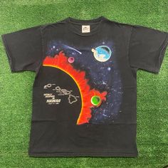 Vintage 90s Solar System Planets Single Stitch T-Shirt Size: L Chest: 21" Length: 26" Black Short Sleeve Crewneck T-Shirt By Harlequin With Solar Eclipse Planets Space All Over Print Double Sided Graphic. Made In Usa. Single Stitch. Cool 1990s Science Tee. Free Us Shipping Preowned Clothing May Have Flaws. Please Check All Pictures And Ask Any Questions Prior To Purchase. All Sales Are Final. Check Out Our Other Listings To Bundle And Save! We Have Hundreds Of Vintage Graphic Tees In All Sizes And Styles. Follow Us To Catch New Drops - Steals Posted Daily! Thanks For Shopping Sustainably! Tags: Grunge Skater Punk Goth Astronomy Space 90s Grunge Clothing, Canadian Clothing, Space Grunge, Vintage Graphic Tees, Skater Punk, Solar System Planets, Vintage Mens T Shirts, Graphic Tees Vintage, Grunge Skater