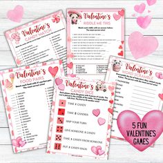 valentine's day printable game with hearts and dices