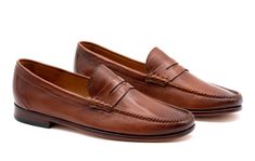 Maxwell Hand Finished Sheep Skin Leather Penny Loafers - Whiskey Belt Store, Golf Belt, Sheep Skin, Driving Loafers, Casual Belt, Loafer Sneakers, Shoe Tree, Saddle Leather, Rubber Heels