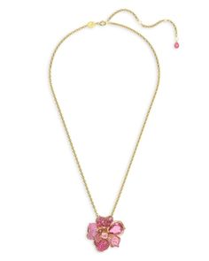 Swarovski Florere Pink Crystal Flower Convertible Pin & Pendant Necklace in Gold Tone, 21.66 Gold Pink Jewellery, Svarowski Jewelry, Necklaces Flower, Outfit Building, Pink Pendant Necklace, Pink Gold Jewelry, Pink Gold Necklace, Italian Necklace, Swarovski Necklace