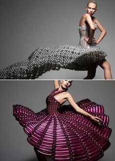 Wedding dresses made from balloons by Rie Hosokai - You are Fucking kidding? I have a balloon phobia! @Shannon Bellanca Bellanca Clarke Devine Architectural Fashion, Crazy Dresses, Crazy Fashion, Sculptural Fashion, Balloon Dress, Weird Fashion, Fashion Wedding, Art Dress, Creative People