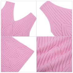 Fabric: Soft and Breathable. 50.7% Viscose, 28.6% Polyester and 20.7% Nylon. Comfortable hollow knit fabrics. Pink Stretch V-neck Sweater, Fitted Pink Sweater Vest, Casual Style, Fitted Pink Casual Sweater Vest, Casual Fitted Pink Sweater Vest, Pink Fitted Casual Sweater Vest, Pink Sleeveless Top For Winter, Pink Sleeveless Winter Top, Pink Fitted V-neck Sweater Vest, Fitted Pink Sweater Vest For Summer