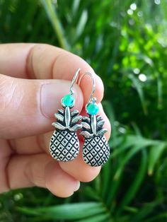 pineapple earrings, sterling silver, gift for her, birthday gift, summer earrings, gift for woman, g Cute Hypoallergenic Turquoise Jewelry, Pineapple Gifts, Tropical Jewelry, Pineapple Earrings, Romantic Jewelry, Mother Daughter Gifts, Badass Style, Summer Earrings, Gift For Her Birthday