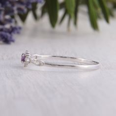 Small & delicate 925 sterling silver art deco amethyst womens engagement ring, Unique antique style amethyst promise ring gift for her WE OFFER UNLIMITED PERIOD INSTALLMENTS PLAN This is a beautiful, stunning, feminine ring that works well for all occasions, styles, and ages. You will love it! Ring information: Main stone: Amethyst Approximate size: 2.5mm Accent stones: Cubic zirconia Approximate size: 1.25mm (4 stones) Metal type: Silver Metal stamp: 925 Sterling SIlver Installment Payments Dainty Sapphire Ring With Center Stone, Elegant Amethyst Birthstone Ring In Cubic Zirconia, Dainty Amethyst Wedding Ring With Prong Setting, Elegant Amethyst Birthstone Diamond Ring, Dainty Gemstone Cluster Ring, Dainty Cubic Zirconia Sapphire Promise Ring, Elegant Amethyst Cubic Zirconia Birthstone Ring, Elegant Amethyst Birthstone Ring For Promise, Elegant Purple Diamond Birthstone Ring