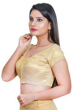 Product Features: Blouse Color: GOLD Blouse Fabric: Polyester Blouse Work: Solid Blouse Closure: Front Open Blouse Type: Padded Blouse Sleeves Type: Half Sleeves Blouse Neck Type: Round Neck Product type: Saree Blouse Occasion: Partywear Disclaimer: There will be slight difference in digital to actual image Open Blouse, Saree Blouses Online, Cute White Dress, Polyester Blouse, Gold Blouse, Half Sleeve Blouse, Blouse Neck, Readymade Blouse, Blouse Online