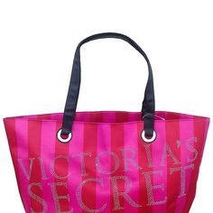 Limited Edition | Victoria’s Secret Pink/Red Striped Bling Bag - Brand New - In Perfect Condition. Bling Bags, Victoria Secret Tote Bags, Rhinestone Letters, Pink Studs, Denim Tote Bags, Weekender Tote Bag, Victoria Secret Bags, Weekender Tote, Black Tote