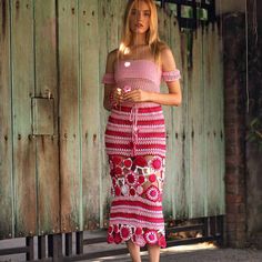 Spring Festival Crochet Bottoms, Summer Bohemian Crochet Skirt, Bohemian Lace Skirt With Crochet Details, Bohemian Crochet Lace Skirt, Bohemian Cotton Crochet Bottoms, Bohemian Crochet Cotton Bottoms, Bohemian Crochet Festival Skirt, Fitted Bohemian Skirt With Crochet Trim, Bohemian Crochet Lace Fitted Skirt