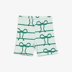 Green ribbed biker shorts with an all over Rope print made from GOTS certified organic cotton with stretch for extra comfort. The shorts feature a soft elastic waistband for a comfy fit. Ribbed Biker Shorts, Stylish Kids Outfits, Ribbed Shorts, Tiny Cottons, Mini Rodini, Stylish Kids, Comfy Fits, Biker Shorts, Bike Shorts