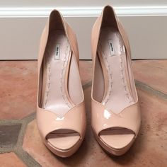 These Beautiful Heels Are Brand New. They’ve Only Been Worn At The Store And Around The House In Attempt To Try Them On. They Come With Original Dust Bags. The Rectangle You See On The Bottom Of The Right Shoe Is From A Sticker That Was Removed. Miu Miu Heels With Heel Strap For Summer, Miu Miu Summer Heels With Heel Strap, Miu Miu Open Toe Heels For Spring, Chic Miu Miu Platform Heels, Miu Miu Platform Heels With Round Toe, Miu Miu Heels With Heel Strap For Spring, Miu Miu Open Heel Summer Heels, Miu Miu Open Heel Heels For Summer, Miu Miu Open Heel Spring Heels