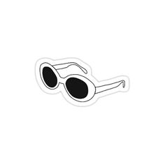 a pair of sunglasses sticker on a white background with the word's logo in black