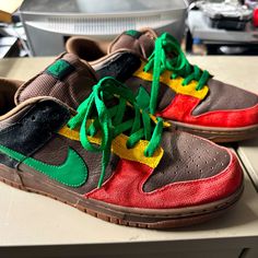 Rasta Colors Vintage Nike Dunk Low Sb 6.0 Very Rare! Excellent Condition For Their Age. Mens Size 12 Nike Multicolor Skate Shoes For Streetwear, Nike Multicolor Sneakers For Skateboarding, Multicolor Nike Sneakers For Skateboarding, Nike Urban Custom Sneakers With Gum Sole, Nike Multicolor Custom Sneakers For Streetwear, Nike Mid-top Custom Sneakers For Skateboarding, Nike Custom Sneakers For Skateboarding With Rubber Sole, Multicolor Sneakers With Rubber Sole For Skateboarding, Multicolor Gum Sole Skate Shoes For Streetwear