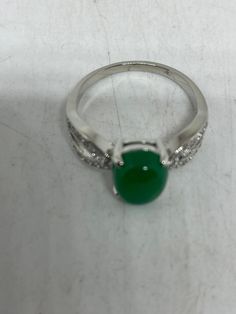 Vintage Lucky Green Nephrite Jade ring Fun jade is color enhanced Large green nephrite jade Ornate German Silver Vintage ring, does not tarnish, NOT sterling Size 5.5, 6.5, 7.5, 7.75, 8, 8.5 or 8.75 All rings are shipped free in the US in a nice gift box. Check out our over a THOUSAND great reviews Engraving is $4 per letter and is not always perfect depending on the piece. It can take a few days if the jeweler is busy. This is payable to Paypal Judithsltd@gmail.com Fine Jewelry Green Oval Cabochon Rings, Green Cabochon Rings Fine Jewelry, Green Cabochon Fine Jewelry Rings, Oval Jade Rings Hallmarked, Green Oval Gemstone Rings, Green Crystal Round Ring Fine Jewelry, Green Round Crystal Ring Fine Jewelry, Green Round Crystal Ring In Fine Jewelry Style, Silver Jade Rings For Promise