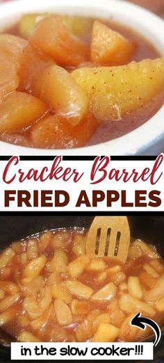 the crocker barrel fried apples are in the slow cooker and ready to be cooked