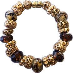 Brown Faceted Bead Bracelet, Elegant Gold Stretch Bracelet With Large Beads, Gold Bracelets With Gold Beads, Gold Metal Bracelets With Polished Beads, Elegant Brown Metal Beaded Bracelets, Brown Bracelet With Spacer Beads As Gift, Brown Bracelet With Spacer Beads For Gift, Brown Bracelets With Spacer Beads As Gift, Brown Bracelets With Spacer Beads For Gifts