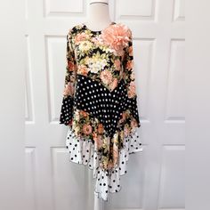 This Beautiful Tunic Top Is Hand Made And Very Unique. You Won’t Be Able To Find One The Same Anywhere. The Material Is Stretchy And Very Comfortable To Wear. Hippie Tank Tops, Christmas Tunic, Long Pencil Skirt, Tunic Style Tops, Floral Print Tunic, Embroidered Tunic Top, Repurposed Clothing, Floral Tunic Tops, Shirt Tunic Top