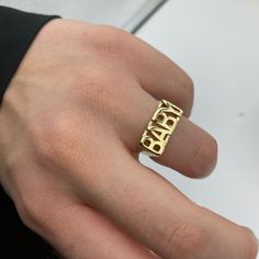 Baby letter ring,gold plated adjustable ring,custom signet ring,dainty ring,fidget spinner ring,gothic ring,word&letters ring,gift for her Custom Signet Ring, Baby Letters, Gothic Ring, Letter Ring, Gothic Rings, Spinner Ring, Spinner Rings, Fidget Spinner, Dainty Ring