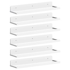 four white shelfs are shown against a white background