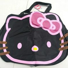 Brand New Sanrio Hello Kitty Large Bag - Double Strap - Zipper - Canvas Outer With Poly Inside- Blac With Pink & Highlighted In White. Tag States "For Sale In Japan Only" Dimensions: 21.5" W X 16" H X 7" D . Hello Kitty Print Shoulder Bag For Travel, Cute Hello Kitty Shoulder Bag For Travel, Pink Hello Kitty Travel Bag, Hello Kitty Pink Shoulder Bag For Travel, Pink Hello Kitty Shoulder Bag For Travel, Hello Kitty Tote Shoulder Bag For School, Kawaii Hello Kitty Print Travel Bag, Cute Black Bag With Adjustable Strap, Black Cat Design Shoulder Bag For School