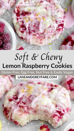 soft and chewy lemon raspberry cookies are the perfect dessert to eat for breakfast