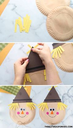 paper plate scarecrow craft for kids to make with construction paper plates and construction paper