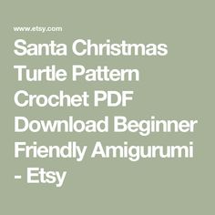 santa christmas turtle pattern crochet pdf download beginner friendly amigurmi etsy