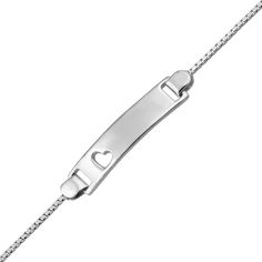 7 inch silver box chain heart id bracelet. Adjustable to 6″ or 7″ Engravable Plate Dimensions: Approximately 25mm x 6mm Chain Heart, Id Bracelets, Engraved Gifts, Silver Box, 925 Jewelry, Box Chain, Chain Lengths, Types Of Metal, Metallic Silver