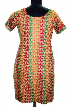 "Item Description : multi color cotton hand embroidered bagh phulkari top. Floral design with green/orange/red/black/white thread work. Top with remarkable embroidery brighten the look of wearer and adds up charm to their outfits. Awesome work. This designer top with floral design will make you look smart & elegant. Team it with leggings for comfort & style. Pakistan Bagh Phulkari : Over time, special phulkari patterns known as Bagh emerged in Punjab. In typical phulkari, embroidery is u Bollywood Style Multicolor Chikankari Embroidered Fabric, Multicolor Chikankari Embroidered Fabric For Festivals, Festival Multicolor Chikankari Embroidered Fabric, Multicolor Cotton Embroidered Fabric For Diwali, Green Cotton Embroidered Fabric For Diwali, Multicolor Cotton Embroidered Fabric For Festivals, Diwali Multicolor Cotton Embroidered Fabric, Multicolor Handwork Embroidered Fabric For Diwali, Multicolor Cotton Embroidered Fabric