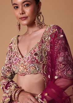 Discover the epitome of sophistication with our bacon pink to coral peach raw silk and velvet lehenga. A beautiful masterpiece of exquisite craftsmanship this ensemble is adorned with 3D pearls glimmering crystal and intricate zardosi embroidery. Decked with stunning Mughal and floral motifs this 16kali lehenga is complemented with an embellished blouse and two dupattas. Dry clean only if required. Slight variation in color is possible due to digital photography. Lehenga Fits, Bridal Lehenga Sabyasachi, Pink Raw Silk Lehenga, Indian Lengha, Pink Bridal Lehenga, Saffron Spice, Zardosi Embroidery, Velvet Lehenga, Bridal Lehenga Designs