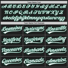 some type of font that is green and white with the letters below it in different styles