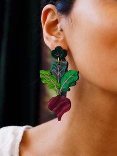 Beetroot Statement Earrings Playful Jewelry, Wolf Moon, Grocery Bags, Jewellery Handmade, Earring Posts, Moon Jewelry, Original Jewelry, Look Vintage, Bijoux Diy